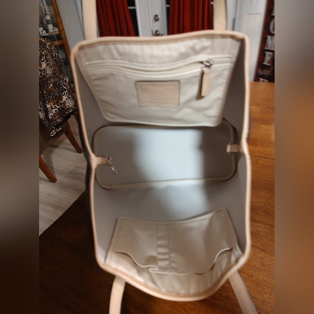 Coach Black City Tote with Tan Trim and Handles - Picture 6 of 12